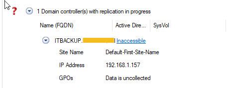 1 domain controller with replication in progress